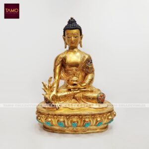 Medicine Buddha Fullgold Stone 12"